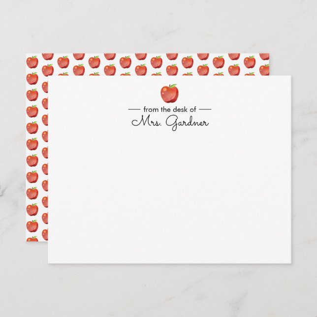 Teacher Apple Personalized Stationery Note Card (Front/Back)