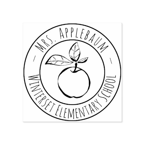 Teacher Apple Personalized Wood Art Stamp