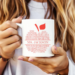 Teacher Apple Typography Red and White Two-Tone Coffee Mug