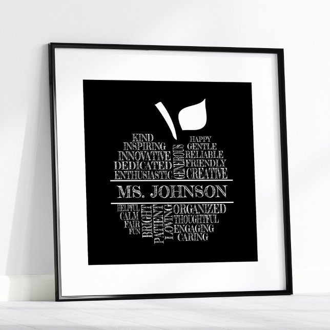 Teacher Apple Typography with Teacher's Name Poster (Creator Uploaded)