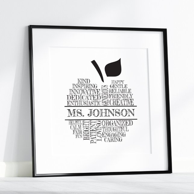 Teacher Apple Typography with Teacher's Name Poster (Creator Uploaded)