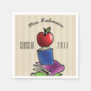 Teacher Apple with Book Stack Napkins
