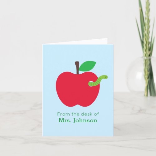 Teacher Apple with Worm Card