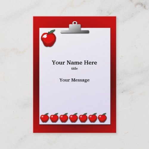Teacher Apples Clipboard Chubby Business Card