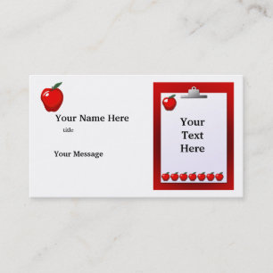 Teacher Apples Clipboard Business Card