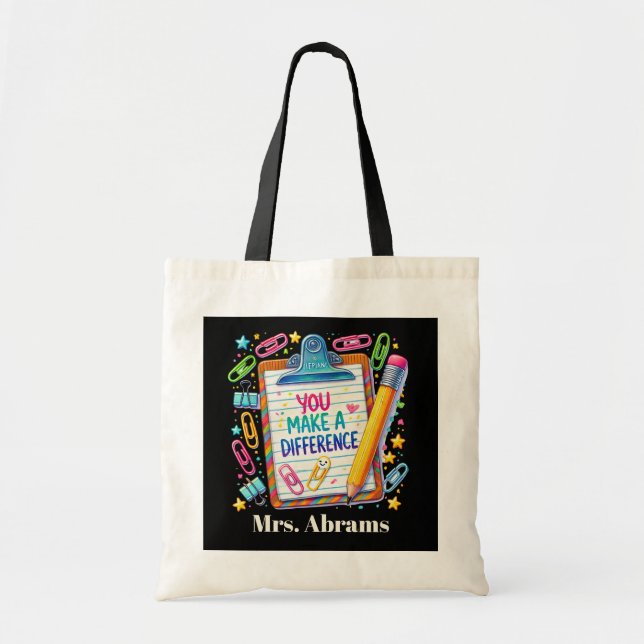 Teacher Appreciation add name customizable Tote Bag (Front)