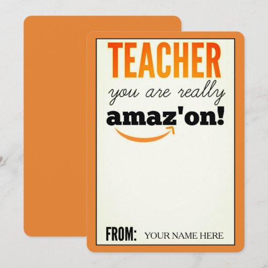 Teacher Appreciation Amazon Gift Card (Front/Back)