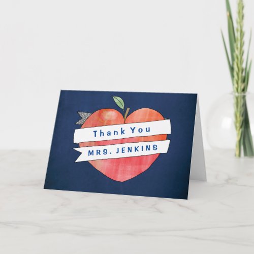 Teacher Appreciation Apple Heart Thank You Card