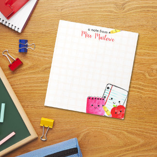 Teacher Appreciation Apple Pencil Paper Checkered Notepad