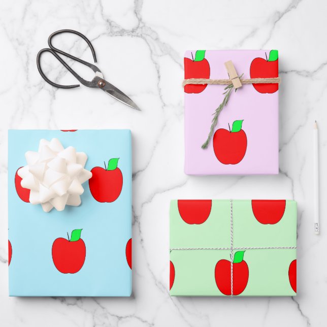 Teacher Appreciation Apple Wrapping Paper (Front)
