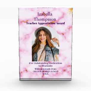 Teacher Appreciation Award Elegant Photo gold Block