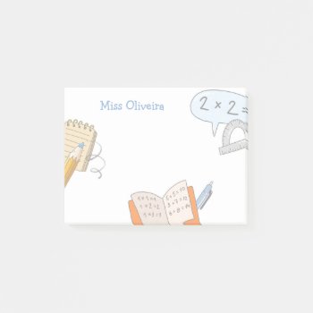 Teacher Appreciation Back School Name Math Simple Post-it Notes by red_dress at Zazzle