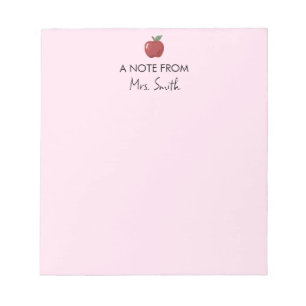 Teacher Appreciation Back to School Supplies Apple Notepad