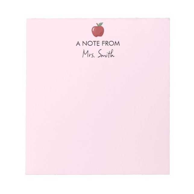 Teacher Appreciation Back to School Supplies Apple Notepad (Front)