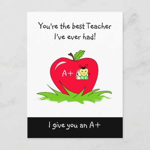 Teacher Appreciation Best Teacher Bug In Apple Postcard