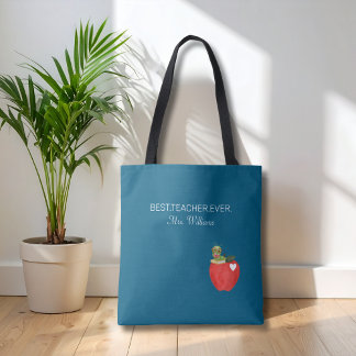 Teacher Appreciation Best Teacher Ever Apple Custo Tote Bag