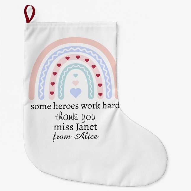 Teacher Appreciation - Best Teacher Ever Present Large Christmas Stocking (Front)