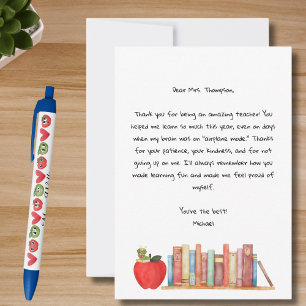 Teacher Appreciation Best Teacher Red Apple Books  Thank You Card