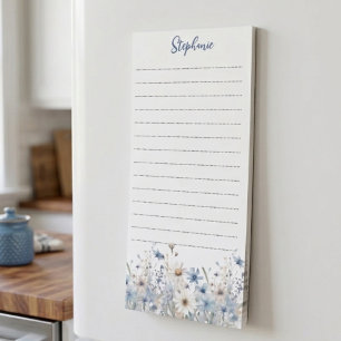 Teacher Appreciation Blue Botanical Meadow Magnetic Notepad