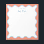 Teacher Appreciation Blue peach Wavy Notepad<br><div class="desc">Perfect gift for teachers,  featuring blue and peach wavy border.
For more advanced customisation of this design,  e.g. changing layout,  font or text size please click the "CUSTOMIZE" button above. Please contact me for any questions!</div>