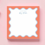 Teacher Appreciation Blue peach Wavy Notepad<br><div class="desc">Perfect gift for teachers,  featuring blue and peach wavy border.
For more advanced customisation of this design,  e.g. changing layout,  font or text size please click the "CUSTOMIZE" button above. Please contact me for any questions!</div>