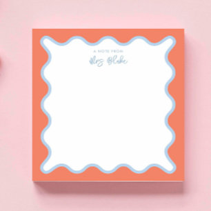 Teacher Appreciation Blue peach Wavy Notepad
