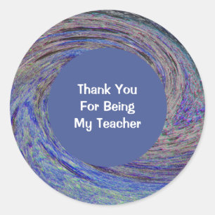 Teacher Appreciation Blue Spiral Swirl Thank You Classic Round Sticker