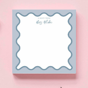 Teacher Appreciation Blue Wavy Notepad