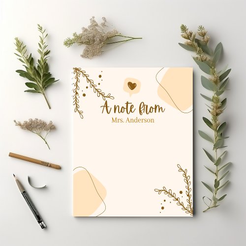 Teacher Appreciation Boho Botanical Custom Notepad