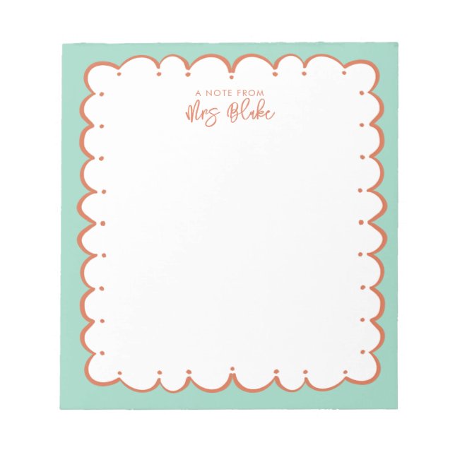 Teacher Appreciation Bold Color Border Notepad (Front)