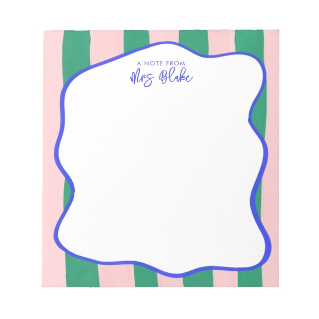 Teacher Appreciation Bold Color Border Notepad (Front)