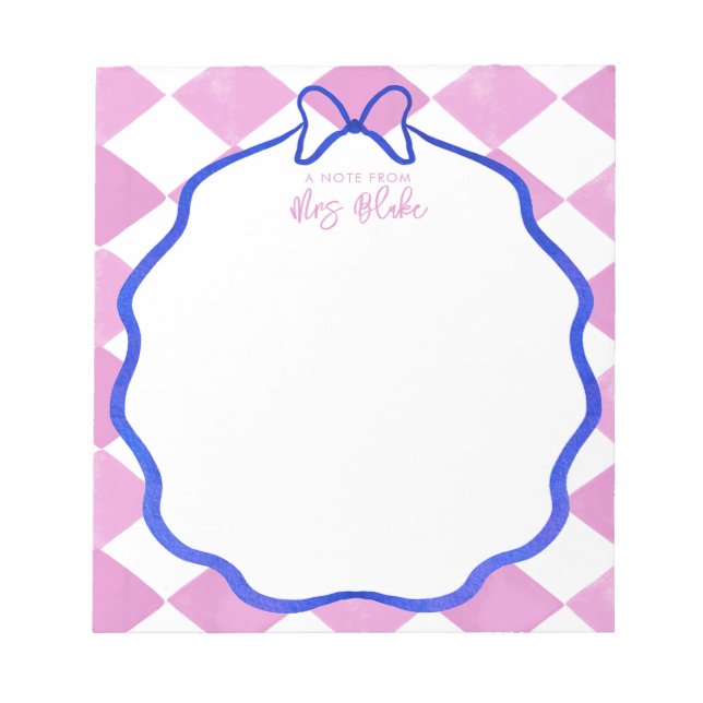 Teacher Appreciation Bold Color Border Notepad (Front)