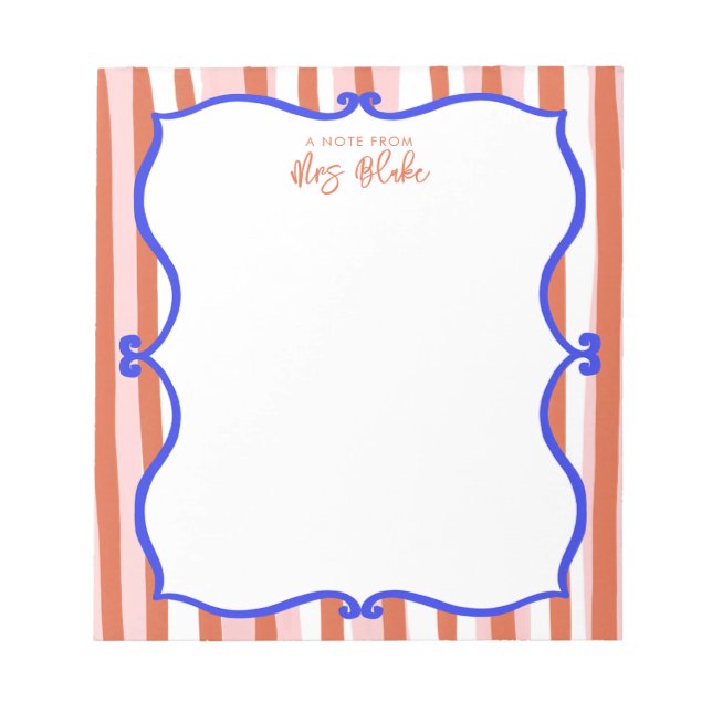 Teacher Appreciation Bold Color Border Notepad (Front)