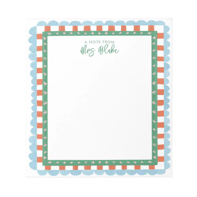 Teacher Appreciation Bold Color Border Notepad | Zazzle