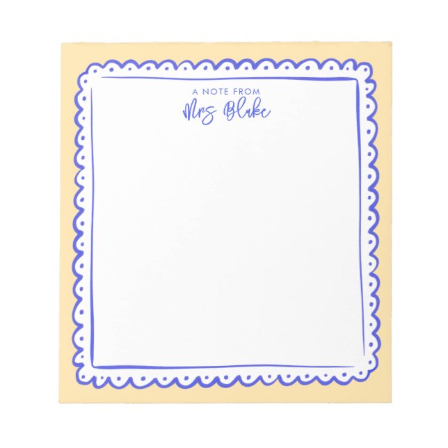 Teacher Appreciation Bold Color Border Notepad (Front)