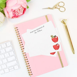 Teacher Appreciation Bookworm Apple Classroom Gift Note Card