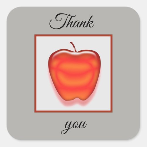 Teacher Appreciation Bright Red Apple Thank You Square Sticker