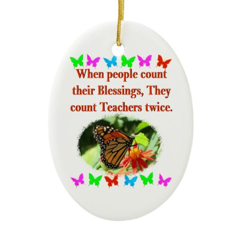 TEACHER APPRECIATION BUTTERFLY DESIGN CERAMIC ORNAMENT