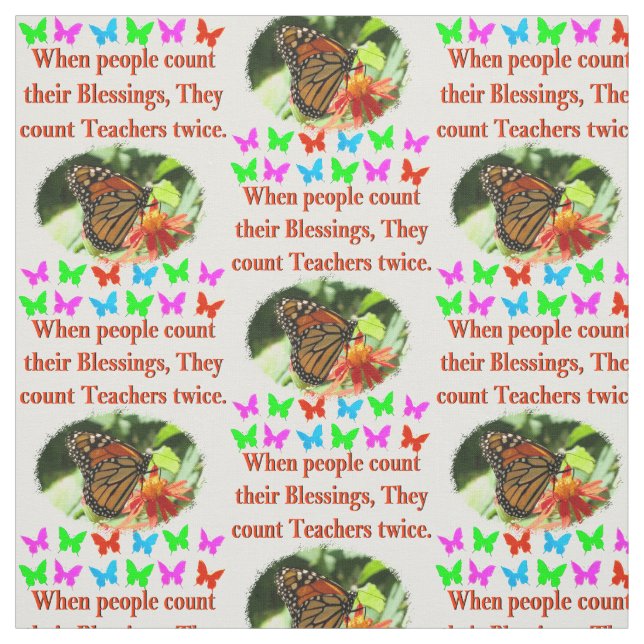TEACHER APPRECIATION BUTTERFLY DESIGN FABRIC (Swatch)
