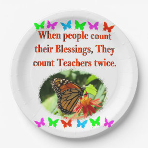 TEACHER APPRECIATION BUTTERFLY DESIGN PAPER PLATES