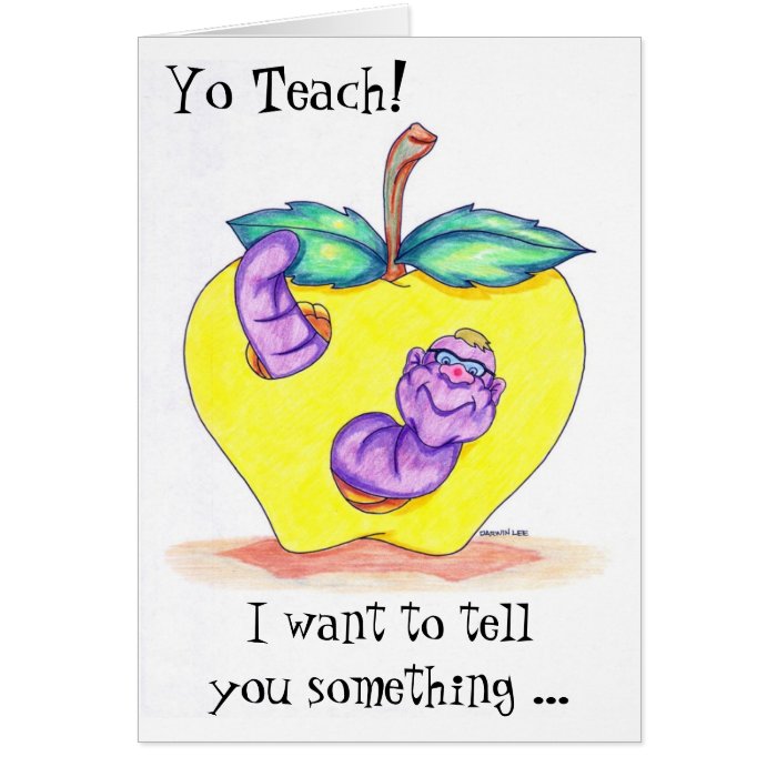 Teacher Appreciation Card with Apple and Worm