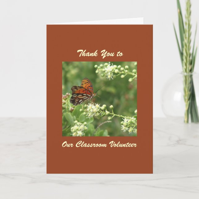 Teacher Appreciation Classroom Volunteer Butterfly Thank You Card (Front)