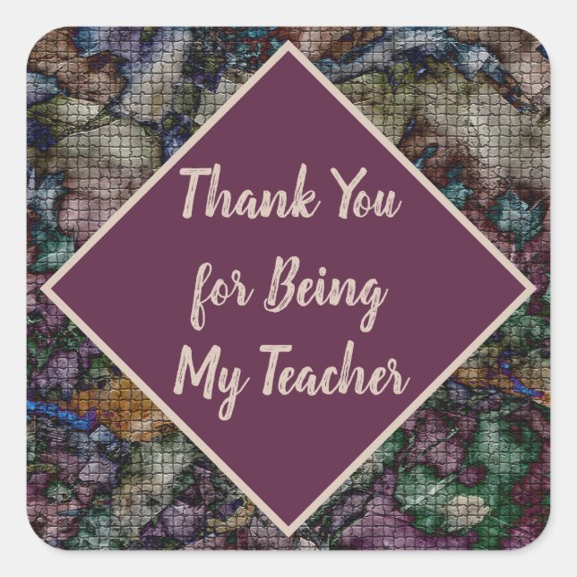 Teacher Appreciation Colorful Mosaic Thank You Square Sticker (Front)