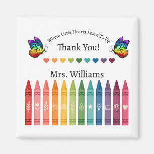Teacher Appreciation Crayons Hearts Butterflies Magnet
