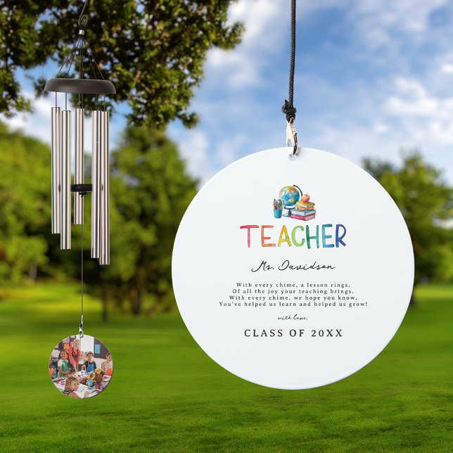 Teacher Appreciation | Custom Message & Photo Wind Chime (Creator Uploaded)