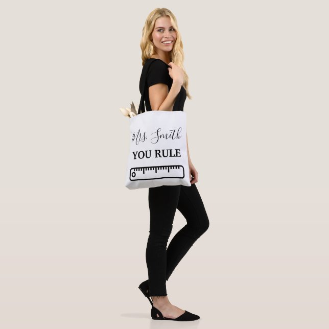 Teacher Appreciation Custom Name Gift School Black Tote Bag (On Model)