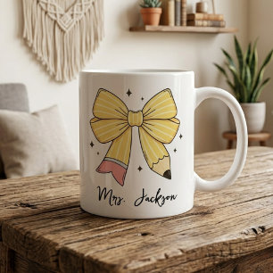 Teacher Appreciation Custom Pencil Bow Teacher Coffee Mug