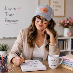 Teacher Appreciation Custom Text Stylish Leather Patch Hat