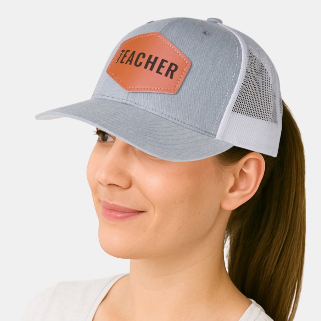 Teacher Appreciation Custom Text Stylish Leather Patch Hat (Female)