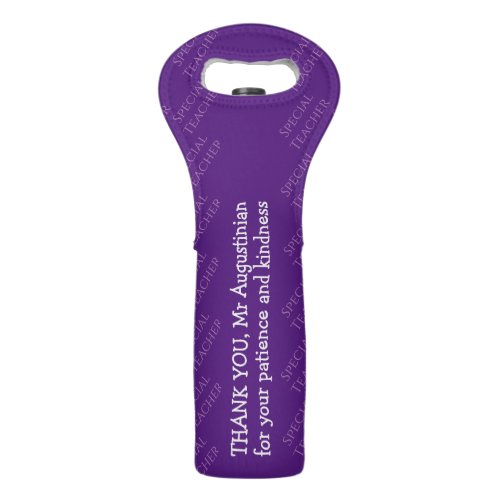 TEACHER APPRECIATION Custom Thank You Text PURPLE Wine Bag